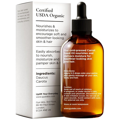 Gya Labs USDA Bio Karottensamenöl – 30 ml Trägeröl für Haare, Haut, Gesicht, Kopfhaut & Körpermassage