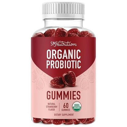 Bio Probiotika Gummibärchen | 5 Milliarden KBE Probiotika für Verdauungsgesundheit & Immununterstützung | Hardy Bacillus Subtilis | Erdbeergeschmack | Haltbar, Glutenfrei, Vegan | 60 Stück (1 Monatsvorrat)