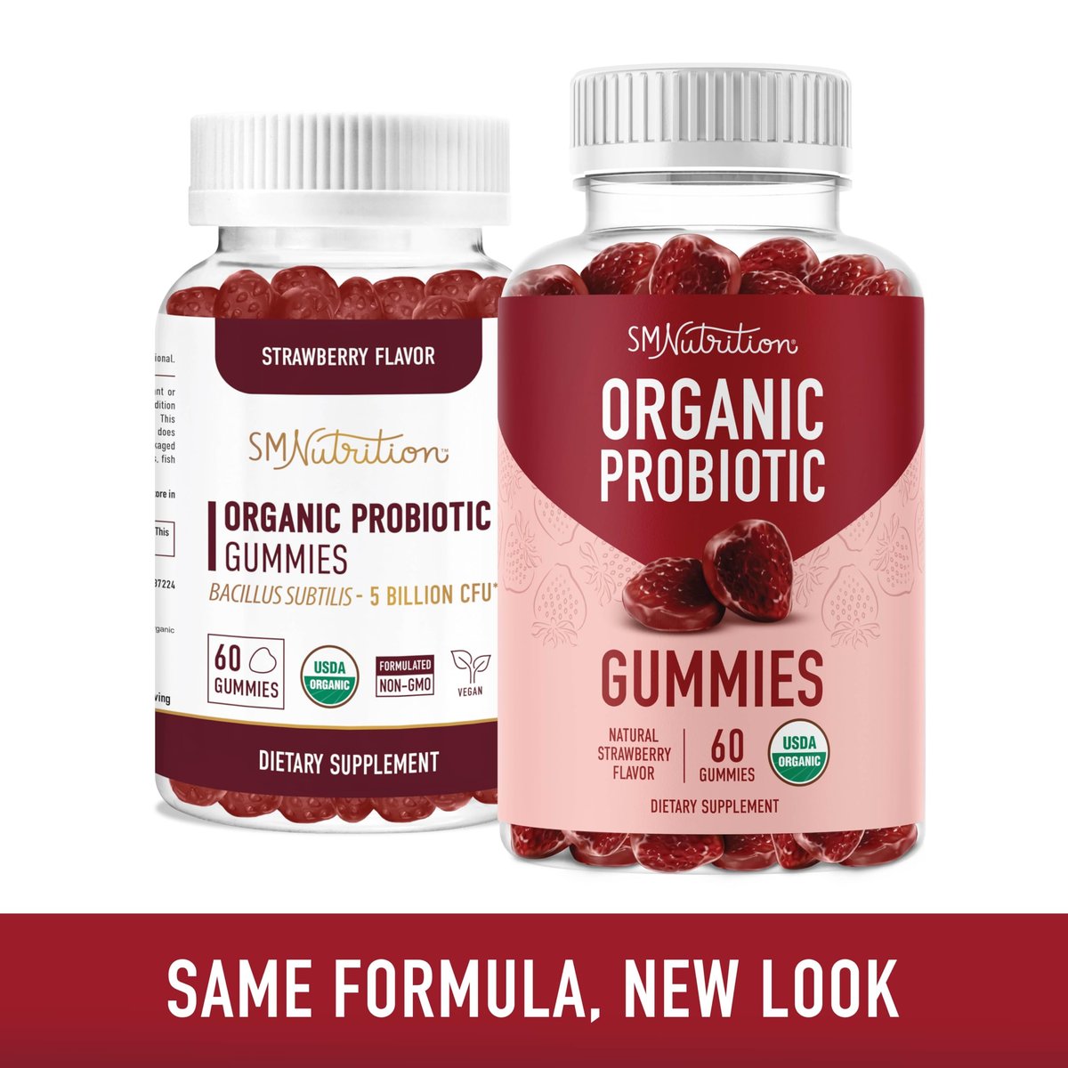 Bio Probiotika Gummibärchen | 5 Milliarden KBE Probiotika für Verdauungsgesundheit & Immununterstützung | Hardy Bacillus Subtilis | Erdbeergeschmack | Haltbar, Glutenfrei, Vegan | 60 Stück (1 Monatsvorrat)