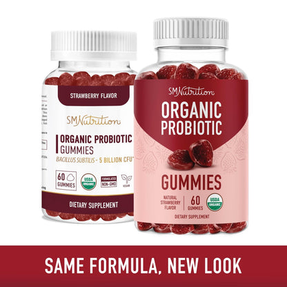 Bio Probiotika Gummibärchen | 5 Milliarden KBE Probiotika für Verdauungsgesundheit & Immununterstützung | Hardy Bacillus Subtilis | Erdbeergeschmack | Haltbar, Glutenfrei, Vegan | 60 Stück (1 Monatsvorrat)