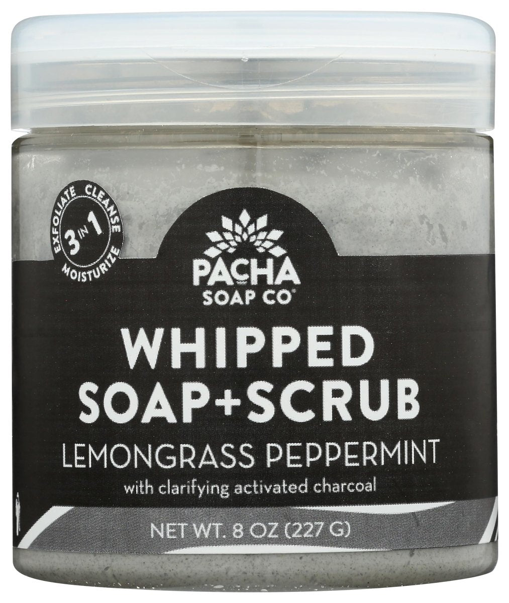 Pacha Soap Lemongrass Peppermint Whipped Soap Scrub, 8 Unzen – Peeling und Reinigung in einem
