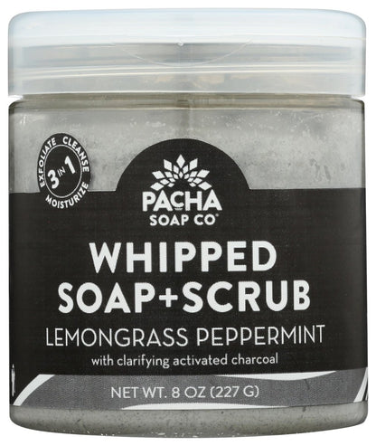 Pacha Soap Lemongrass Peppermint Whipped Soap Scrub, 8 Unzen – Peeling und Reinigung in einem