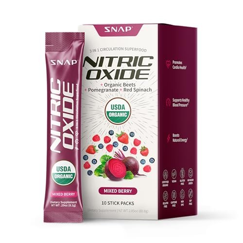 Snap Supplements Bio-Rote Bete-Pulver – Stick-Packs mit gemischten Beeren, 10er-Pack, zur Unterstützung von gesundem Blutdruck und Energie