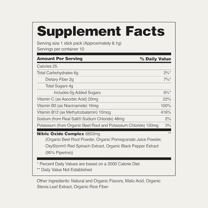 Snap Supplements Bio-Rote Bete-Pulver – Stick-Packs mit gemischten Beeren, 10er-Pack, zur Unterstützung von gesundem Blutdruck und Energie