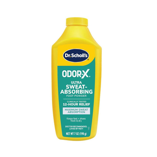 Dr. Scholl's ULTRA-SCHWEISSABSORBIERENDES FUSSPUDER, 198 g – Maximale Schweißabsorption – klinisch getestete 12-Stunden-Linderung – hält Füße frisch und trocken