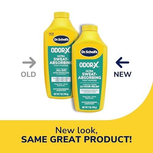 Dr. Scholl's ULTRA-SCHWEISSABSORBIERENDES FUSSPUDER, 198 g – Maximale Schweißabsorption – klinisch getestete 12-Stunden-Linderung – hält Füße frisch und trocken