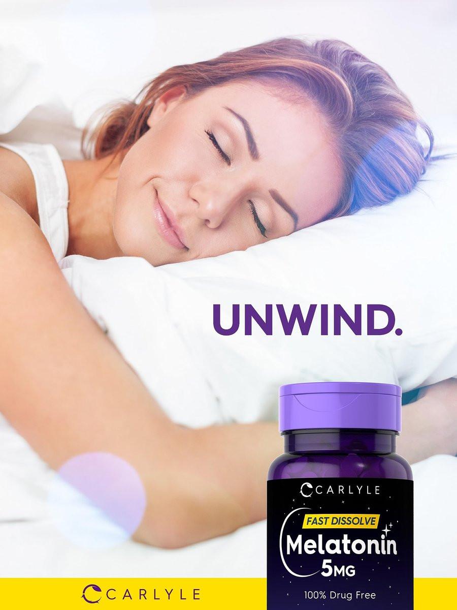 Carlyle Melatonin 5 mg Fast Dissolve 300 Tabletten | Beerengeschmack | Vegetarisches, Non-GMO Nahrungsergänzungsmittel