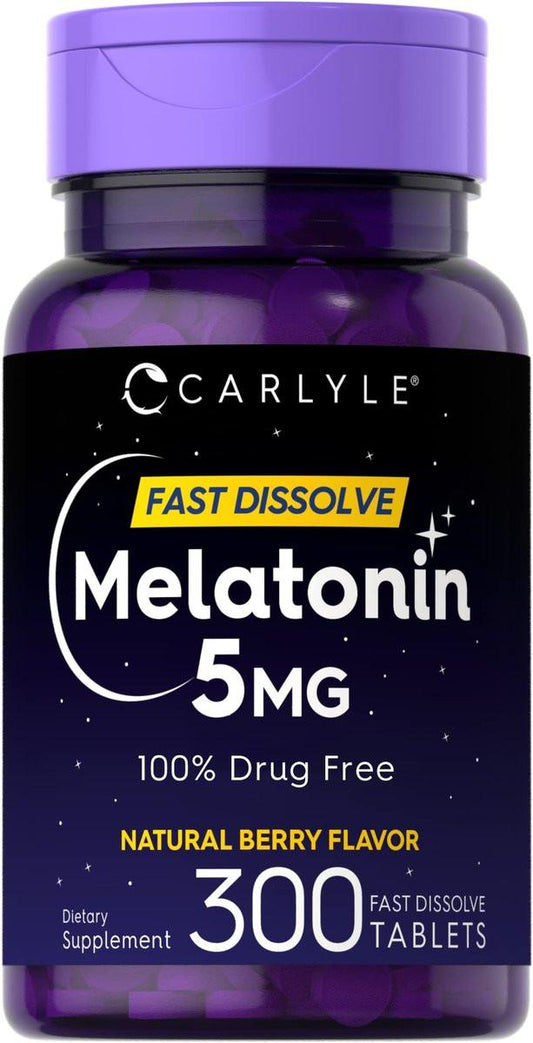 Carlyle Melatonin 5 mg Fast Dissolve 300 Tabletten | Beerengeschmack | Vegetarisches, Non-GMO Nahrungsergänzungsmittel