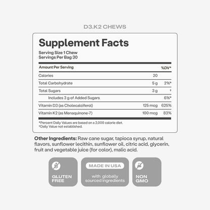 HumanN Vitamin D3 + K2 Lutschtabletten – Hochdosiert 5000 IE (125 μg) Unterstützt gesunde Stimmung, Immunsystem, Herz-Kreislauf-, Atemwegs- und Knochengesundheit, gemischter Beerengeschmack, 30 Stück