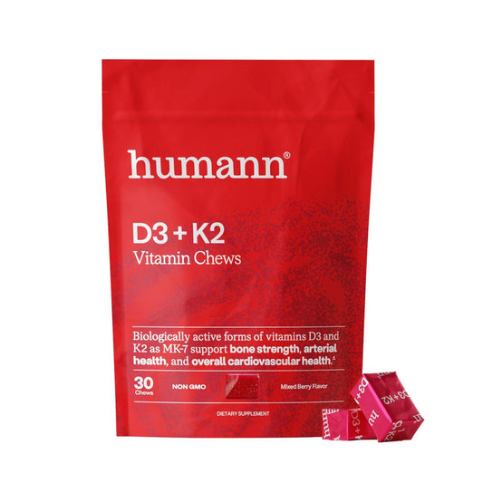 HumanN Vitamin D3 + K2 Lutschtabletten – Hochdosiert 5000 IE (125 μg) Unterstützt gesunde Stimmung, Immunsystem, Herz-Kreislauf-, Atemwegs- und Knochengesundheit, gemischter Beerengeschmack, 30 Stück
