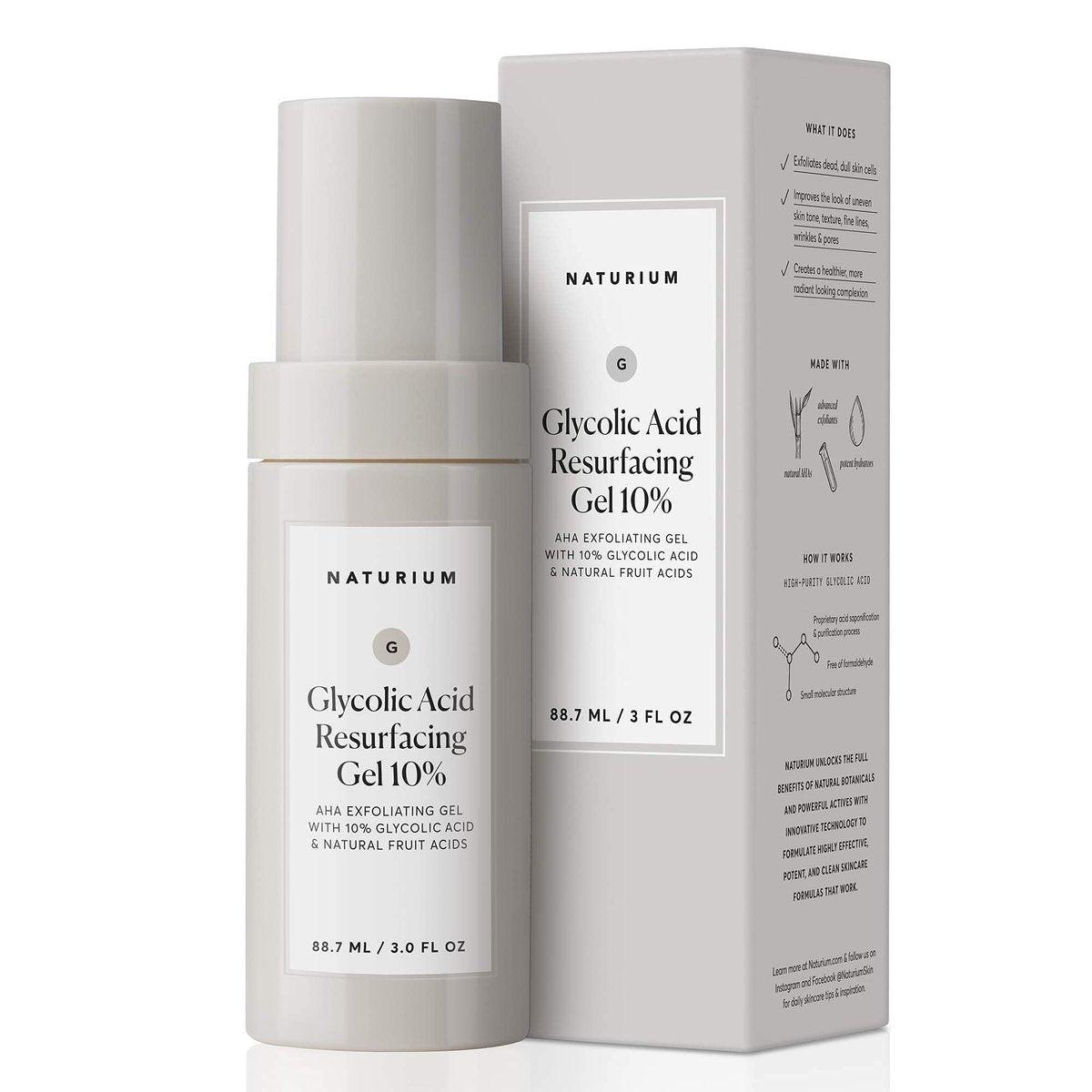 Naturium Glycolic Acid Resurfacing Gel 10% – AHA Peeling Gel mit natürlichen Fruchtsäuren, 100 ml