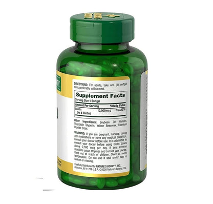 Nature's Bounty Biotin 10.000 mcg – 250 Rapid Release Softgels für Haar, Haut und Nägel