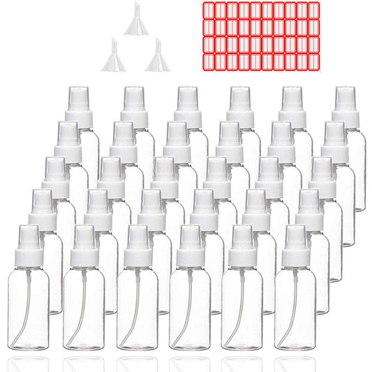 30er-Pack Sprühflaschen 30 ml 1 oz Klar Leer Feiner Nebel Mini Reiseflaschen Set, Kleine nachfüllbare Flüssigkeitsbehälter
