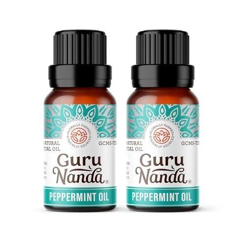 GuruNanda Pfefferminzöl, 100% rein, natürlich & unverdünnt, Aromatherapieöl für Diffuser & DIY-Rezepte, belebender Duft unterstützt Konzentration und Klarheit (2 x 15 ml)