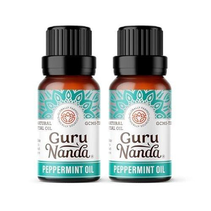 GuruNanda Pfefferminzöl, 100% rein, natürlich & unverdünnt, Aromatherapieöl für Diffuser & DIY-Rezepte, belebender Duft unterstützt Konzentration und Klarheit (2 x 15 ml)