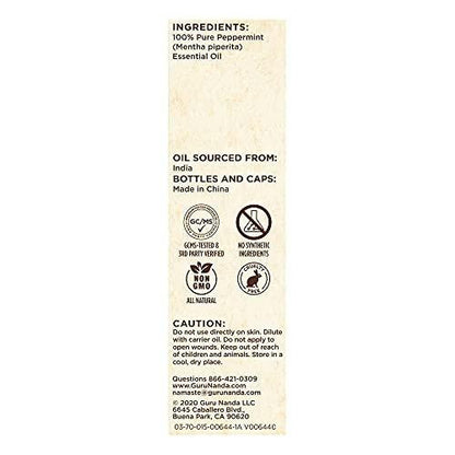 GuruNanda Pfefferminzöl, 100% rein, natürlich & unverdünnt, Aromatherapieöl für Diffuser & DIY-Rezepte, belebender Duft unterstützt Konzentration und Klarheit (2 x 15 ml)