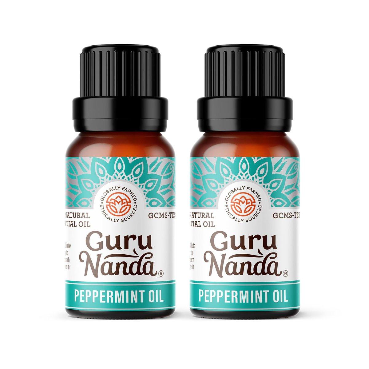 GuruNanda Pfefferminzöl, 100% rein, natürlich & unverdünnt, Aromatherapieöl für Diffuser & DIY-Rezepte, belebender Duft unterstützt Konzentration und Klarheit (2 x 15 ml)