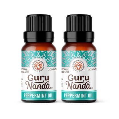 GuruNanda Pfefferminzöl, 100% rein, natürlich & unverdünnt, Aromatherapieöl für Diffuser & DIY-Rezepte, belebender Duft unterstützt Konzentration und Klarheit (2 x 15 ml)