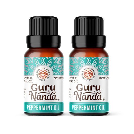GuruNanda Pfefferminzöl, 100% rein, natürlich & unverdünnt, Aromatherapieöl für Diffuser & DIY-Rezepte, belebender Duft unterstützt Konzentration und Klarheit (2 x 15 ml)