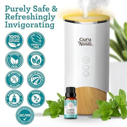 GuruNanda Pfefferminzöl, 100% rein, natürlich & unverdünnt, Aromatherapieöl für Diffuser & DIY-Rezepte, belebender Duft unterstützt Konzentration und Klarheit (2 x 15 ml)