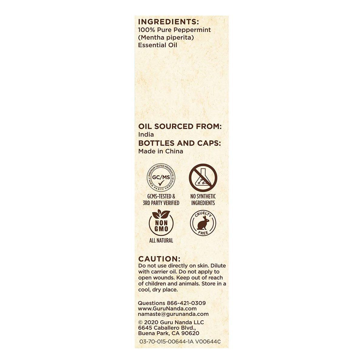 GuruNanda Pfefferminzöl, 100% rein, natürlich & unverdünnt, Aromatherapieöl für Diffuser & DIY-Rezepte, belebender Duft unterstützt Konzentration und Klarheit (2 x 15 ml)