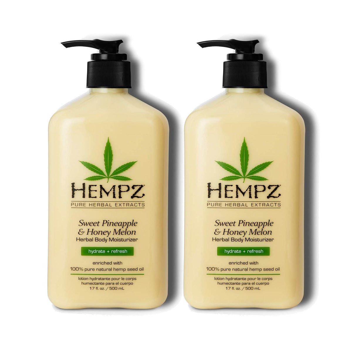 Hempz Süße Ananas & Honigmelone Feuchtigkeitsspendende Körperlotion – 2er-Pack (2 x 17 oz) mit Jojoba, natürlichen Extrakten, Vitamin A und E
