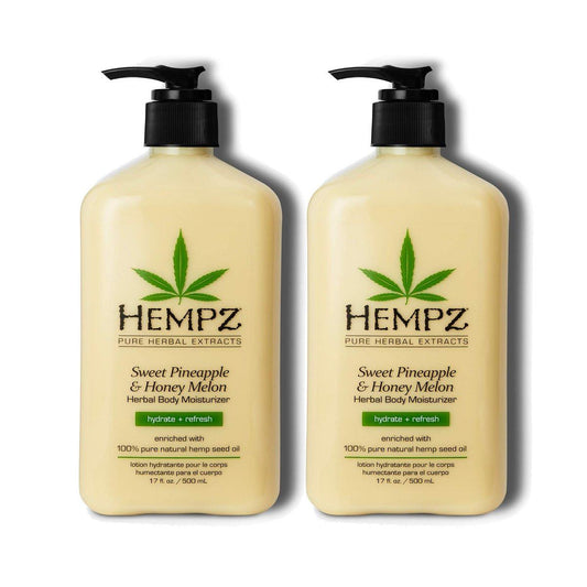Hempz Süße Ananas & Honigmelone Feuchtigkeitsspendende Körperlotion – 2er-Pack (2 x 17 oz) mit Jojoba, natürlichen Extrakten, Vitamin A und E