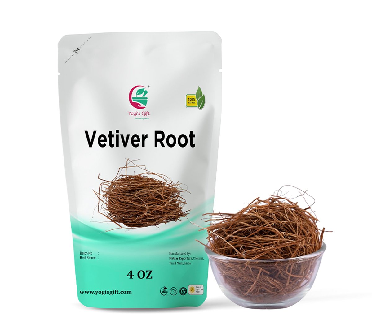 VETIVER Root 114 g (4 oz) | Große aromatische Wurzeln | 100% rein und natürlich, betörender Duft | Produkt aus Indien | Nicht-GVO, vegan | Yogi's Gift®