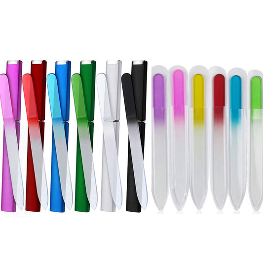 12-teiliges Glas-Nagelfeilen-Set mit Etui – Doppelseitige Kristallglas-Nagelfeilen in verschiedenen Farben – Maniküre-Set – Weihnachtsgeschenke