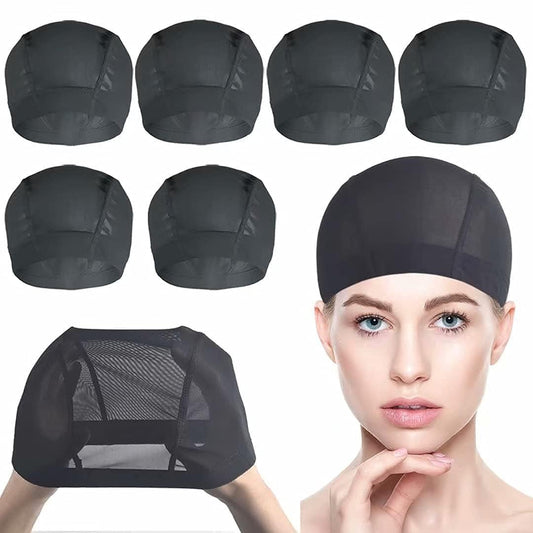 Smilco Mesh Wig Cap 6er Pack – Dehnbare Mesh-Dome-Kappen für Perücken (Schwarz)