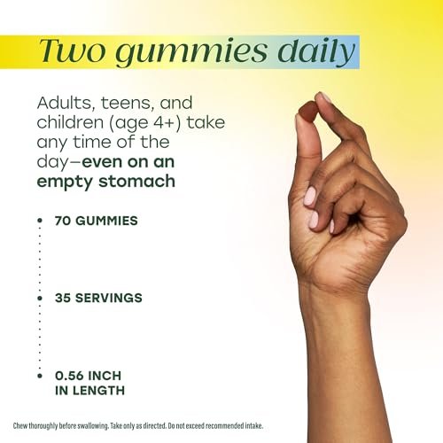 MegaFood C Defense Tägliches Vitamin C Supplement – Kaubare Vitamin C Gummis, Immunsystem Unterstützung, würziger Zitrusgeschmack, aus echten Lebensmitteln, vegan – 70 Gummis, 35 Portionen