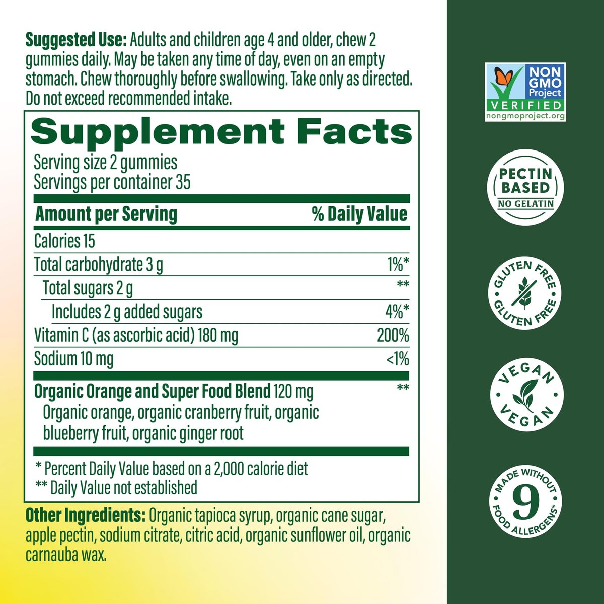 MegaFood C Defense Tägliches Vitamin C Supplement – Kaubare Vitamin C Gummis, Immunsystem Unterstützung, würziger Zitrusgeschmack, aus echten Lebensmitteln, vegan – 70 Gummis, 35 Portionen