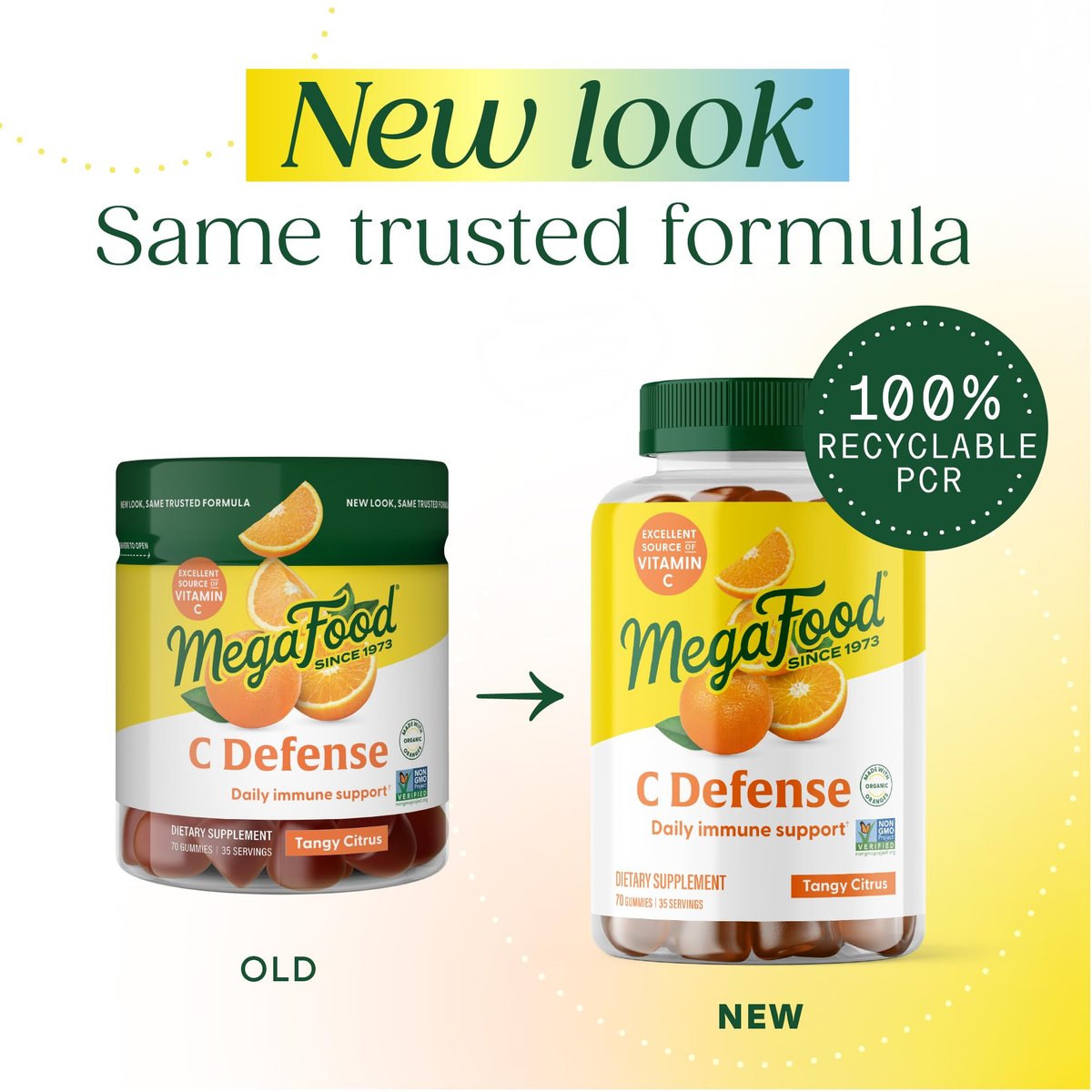 MegaFood C Defense Tägliches Vitamin C Supplement – Kaubare Vitamin C Gummis, Immunsystem Unterstützung, würziger Zitrusgeschmack, aus echten Lebensmitteln, vegan – 70 Gummis, 35 Portionen