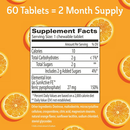 Fergon Eisen Restore Kautabletten – Sanft zum Magen, nicht verstopfend – 27 mg Eisen für Energieunterstützung – 60 Tabletten