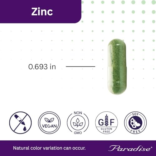Paradise Herbs Zink-Komplex mit Picolinat und Vitamin C – 30 mg, 90 Kapseln – Hochpotent, vegan, glutenfrei – für Immunsystem & Abwehrkräfte