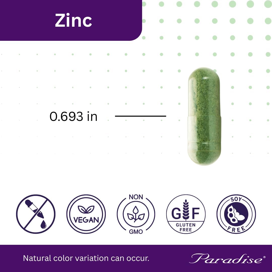 Paradise Herbs Zink-Komplex mit Picolinat und Vitamin C – 30 mg, 90 Kapseln – Hochpotent, vegan, glutenfrei – für Immunsystem & Abwehrkräfte