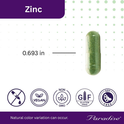 Paradise Herbs Zink-Komplex mit Picolinat und Vitamin C – 30 mg, 90 Kapseln – Hochpotent, vegan, glutenfrei – für Immunsystem & Abwehrkräfte