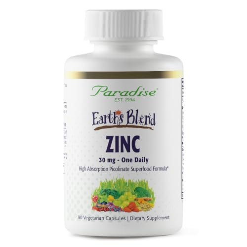 Paradise Herbs Zink-Komplex mit Picolinat und Vitamin C – 30 mg, 90 Kapseln – Hochpotent, vegan, glutenfrei – für Immunsystem & Abwehrkräfte