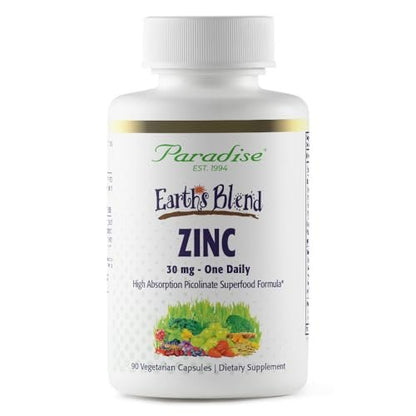 Paradise Herbs Zink-Komplex mit Picolinat und Vitamin C – 30 mg, 90 Kapseln – Hochpotent, vegan, glutenfrei – für Immunsystem & Abwehrkräfte