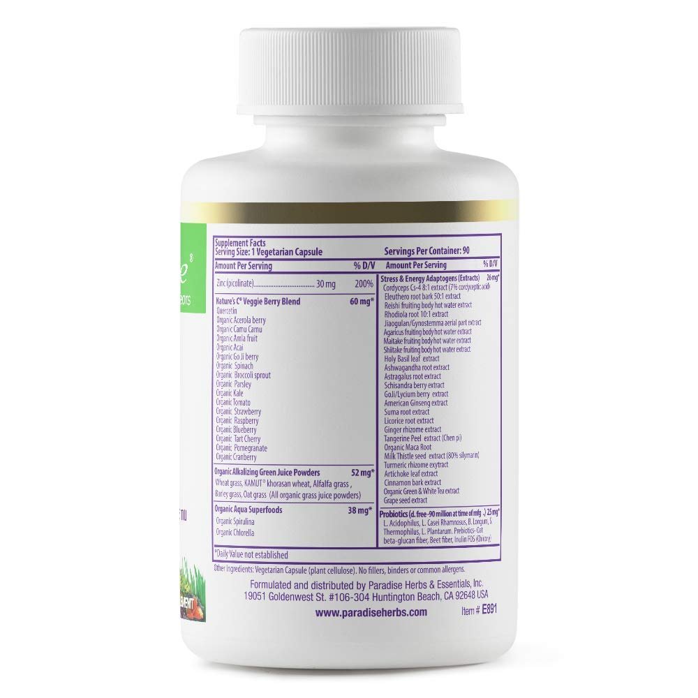 Paradise Herbs Zink-Komplex mit Picolinat und Vitamin C – 30 mg, 90 Kapseln – Hochpotent, vegan, glutenfrei – für Immunsystem & Abwehrkräfte