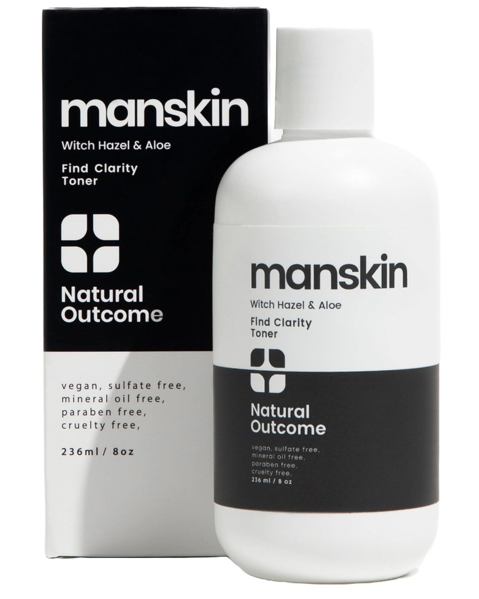 Natural Outcome Herren Gesichtswasser | Tägliches Toner für Männer zur Verbesserung des Teints | Porenreinigendes Gesichtswasser mit Hamamelis & Aloe Vera für alle Hauttypen | 240 ml