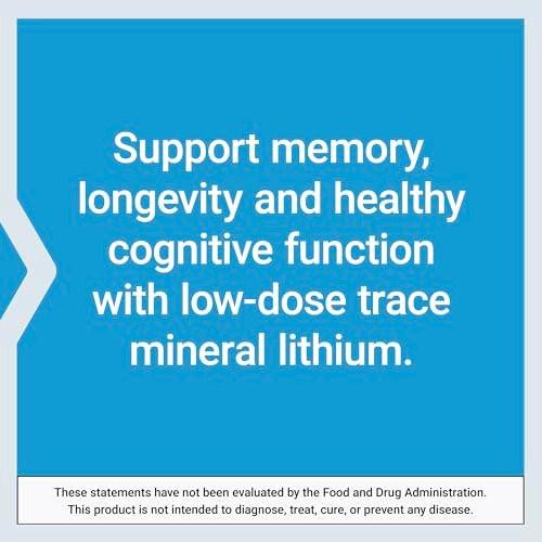 Life Extension Lithium, 1000 mcg – Lithiumorotat – Unterstützt kognitive Funktion & Gedächtnis – Niedrig dosiert – Nicht-GVO, glutenfrei, vegetarisch – 100 Kapseln