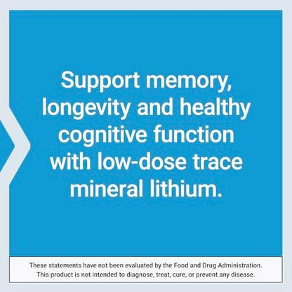 Life Extension Lithium, 1000 mcg – Lithiumorotat – Unterstützt kognitive Funktion & Gedächtnis – Niedrig dosiert – Nicht-GVO, glutenfrei, vegetarisch – 100 Kapseln