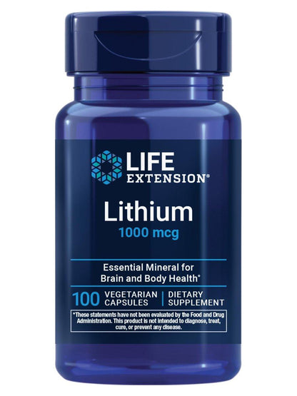 Life Extension Lithium, 1000 mcg – Lithiumorotat – Unterstützt kognitive Funktion & Gedächtnis – Niedrig dosiert – Nicht-GVO, glutenfrei, vegetarisch – 100 Kapseln