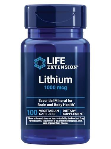 Life Extension Lithium, 1000 mcg – Lithiumorotat – Unterstützt kognitive Funktion & Gedächtnis – Niedrig dosiert – Nicht-GVO, glutenfrei, vegetarisch – 100 Kapseln