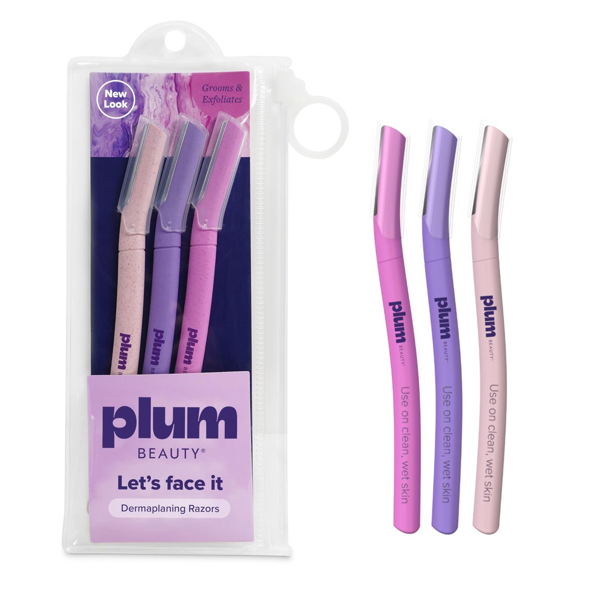 Gesichtsrasierer für Frauen, Augenbrauenrasierer & Brow Shaper, Mikroklingen für Gesichtshaare, Dermaplane Rasierer für Damen, Beauty Rasierer, Augenbrauenklingen – Plum Beauty (Lila)