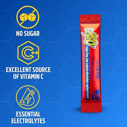 Sqwincher Zero Qwik Stik – Wassermelone, Zuckerfrei, Kalorienarm, Natriumarm, Elektrolyt-Pulver für Hydration, 0,11 oz Beutel (50er-Pack)