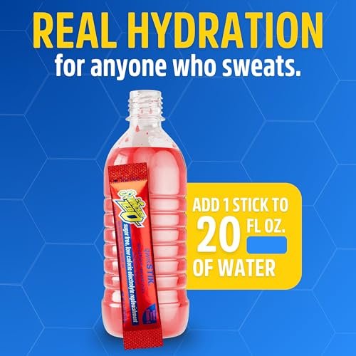 Sqwincher Zero Qwik Stik – Wassermelone, Zuckerfrei, Kalorienarm, Natriumarm, Elektrolyt-Pulver für Hydration, 0,11 oz Beutel (50er-Pack)