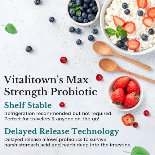 VITALITOWN Probiotika 120 Milliarden KBE | 36 Stämme, mit Präbiotika & Verdauungsenzymen für Männer & Frauen | Haltbar | Verdauungsgesundheit & Immununterstützung | Vegan, Ohne Gentechnik | 30 Magensaftresistente Veg-Kapseln