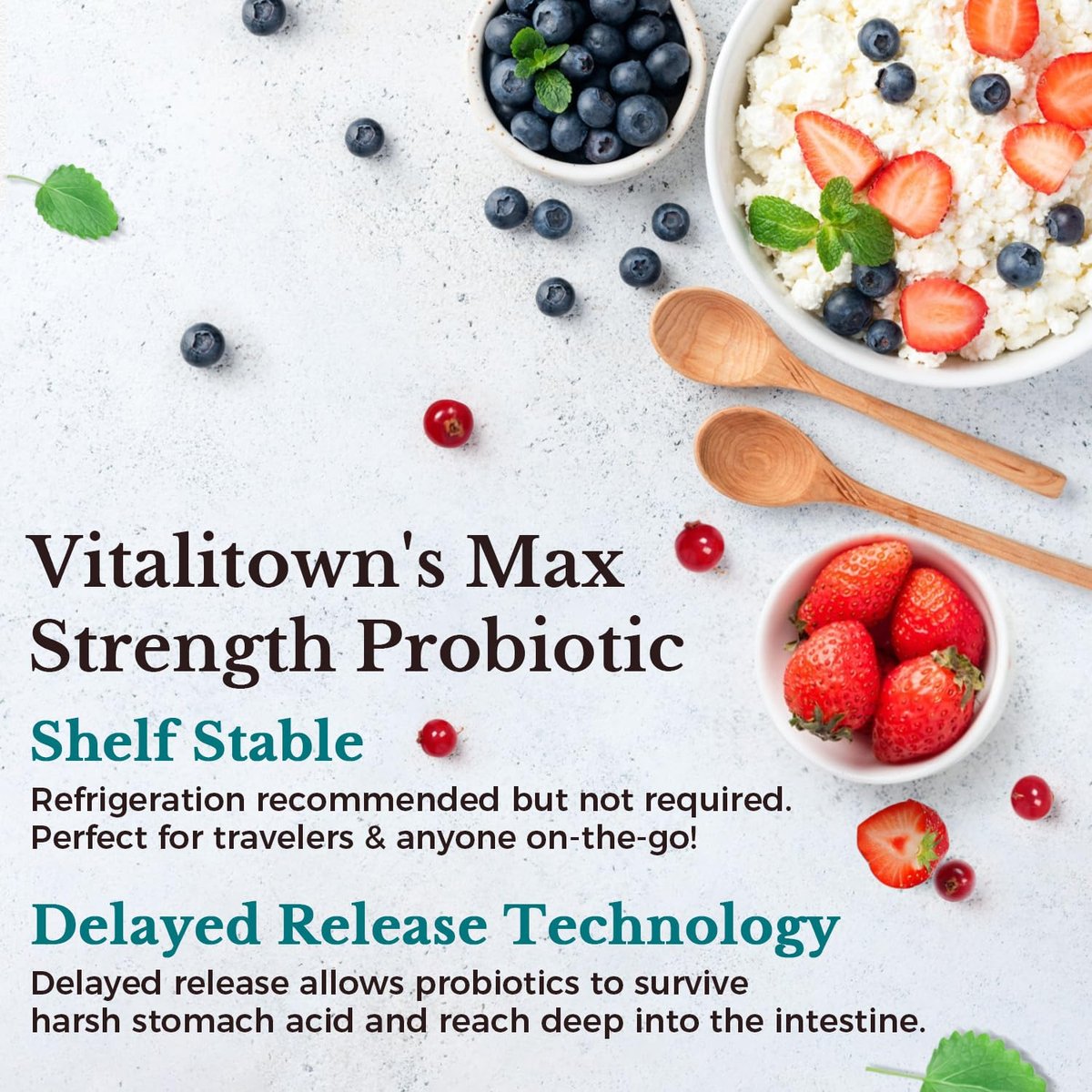 VITALITOWN Probiotika 120 Milliarden KBE | 36 Stämme, mit Präbiotika & Verdauungsenzymen für Männer & Frauen | Haltbar | Verdauungsgesundheit & Immununterstützung | Vegan, Ohne Gentechnik | 30 Magensaftresistente Veg-Kapseln